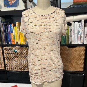 Isabel Marant - 100% Linen - Cream and pink printed Short Sleeve Tee